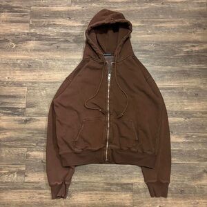 Brown Brandy Melville Zip Up Hoodie